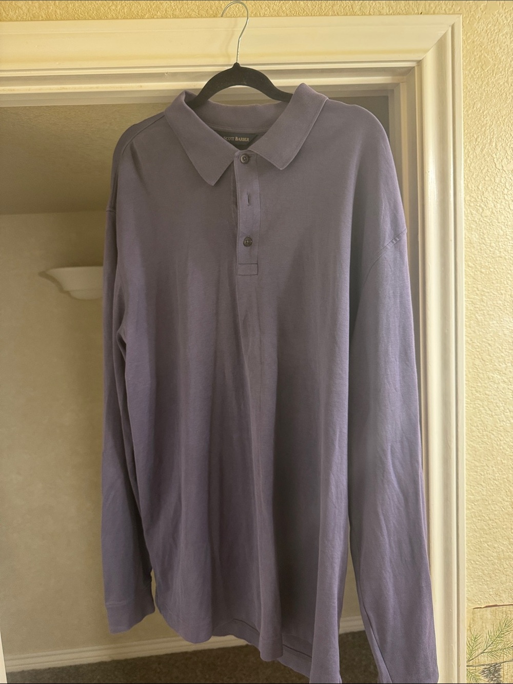 Men's Long-Sleeve Scott Barber Polo Shirt in Lavender - Classic Collared Style